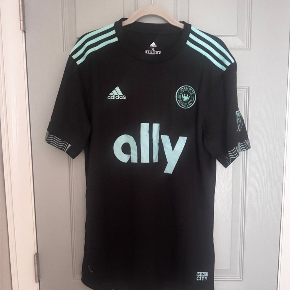 Charlotte MLS Franco Adidas Black Jersey with Mint Accents